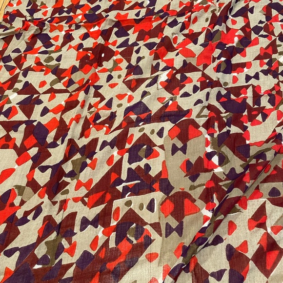 Large Semi-Sheer Red and Beige Lightweight Fashion Scarf - Picture 2 of 4